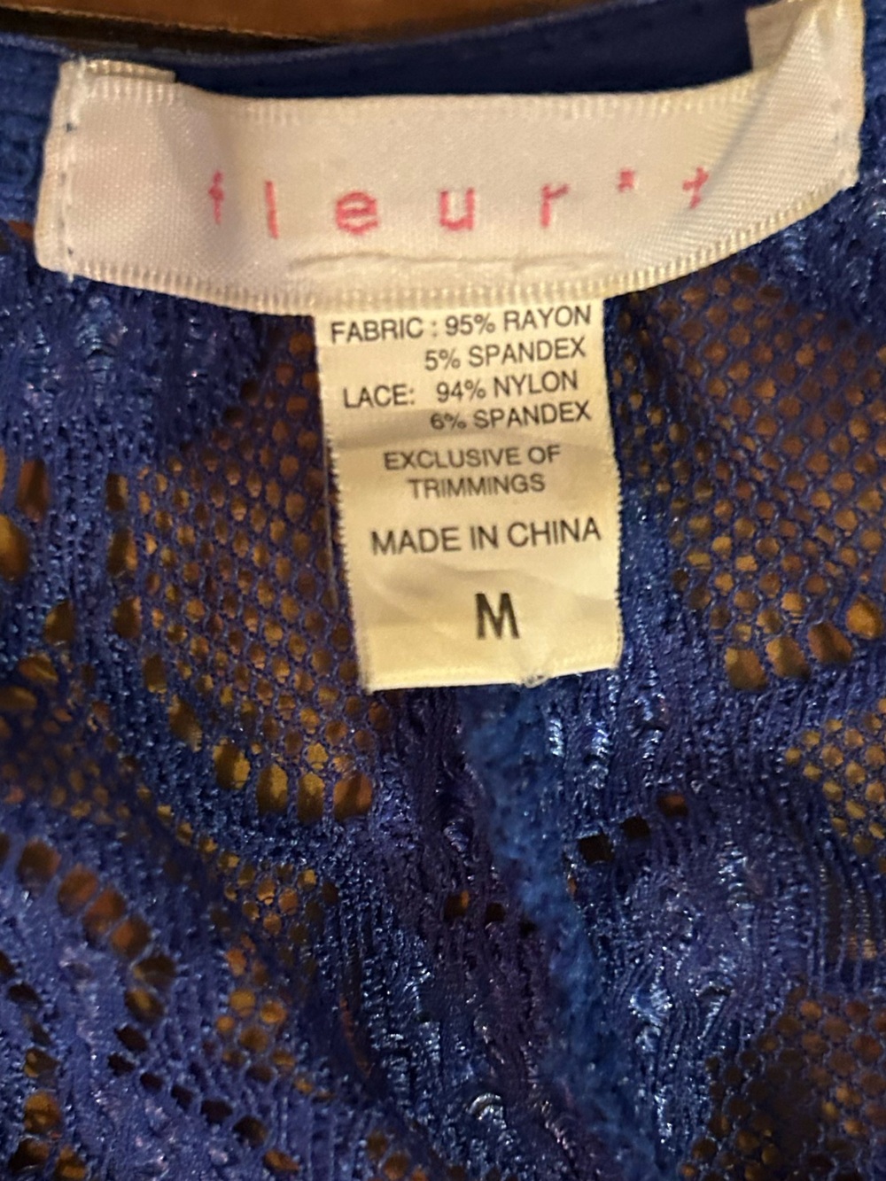 Fleur’t belle époque sapphire blue lace racer back chemise slip dress. Medium - Picture 8 of 9